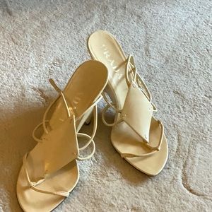 Prada strapped high heeled wedge sandals